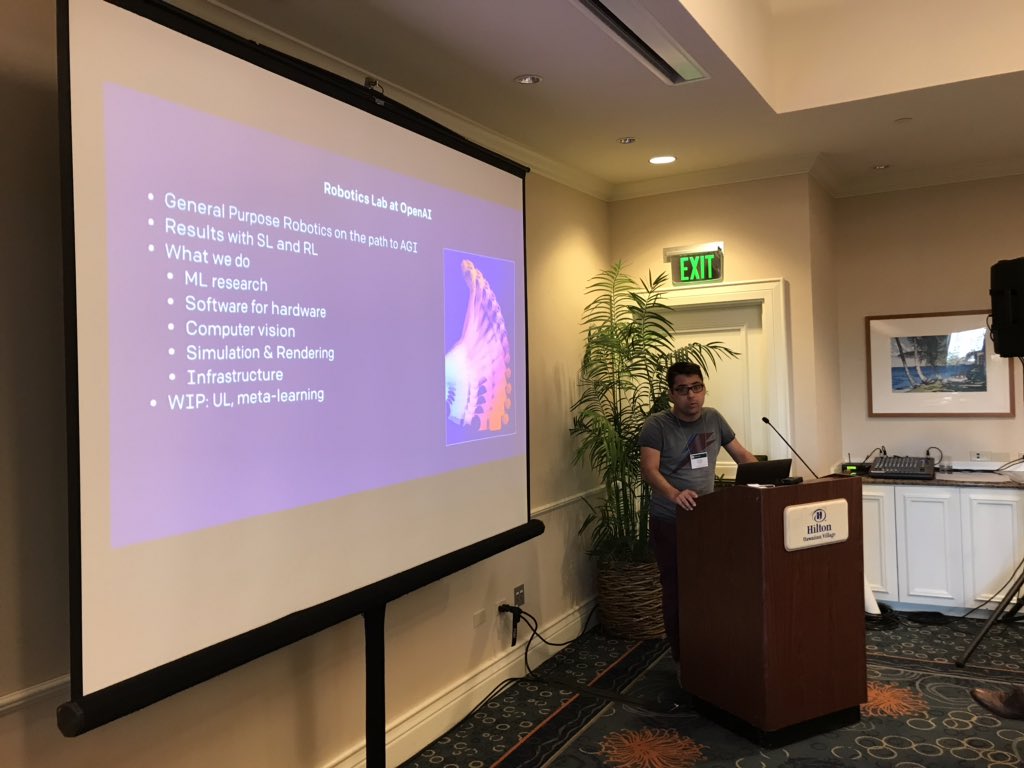 danny_lange's tweet photo. Maciek Chociej from @OpenAI  speaking on fast rendering of stimulations for reinforcement learning at #AAAI #GameSim workshop. https://t.co/qsJNEh2Sxs