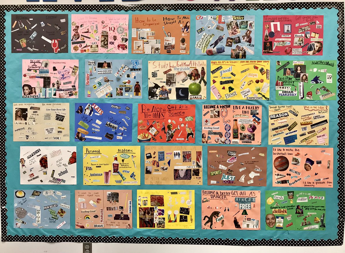 RennerAVID's tweet photo. AVID students created vision boards to track their personal and academic goals! #AVID #Goals https://t.co/ezqzWugrmH