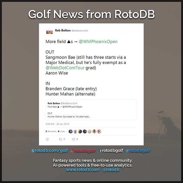 rotodbgolf's tweet photo. https://t.co/8I6hW97Ocd Sports News from Rob Bolton #Sports #Fantasy #FantasySports #Golf #PGA #FantasyGolf #Golfing #PGATour https://t.co/AbPtfGwaiu