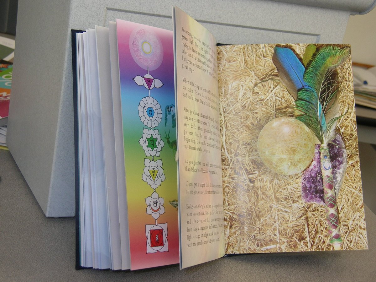 EvanellT's tweet image. This is a hardcover book crafted to last as a #crystalball reference and #howtoread your crystal ball book. The #chakra illustration is an original reference to the meaning and identity of the chakras. SphericalDoors