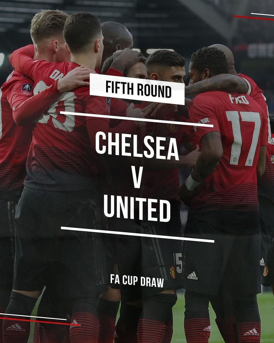 United akan bertemu Chelsea putaran kelima #EmiratesFACup yang akan berlangsung 15-18 Februari. 

#FACupDraw #FACup #manutd #indomanutd