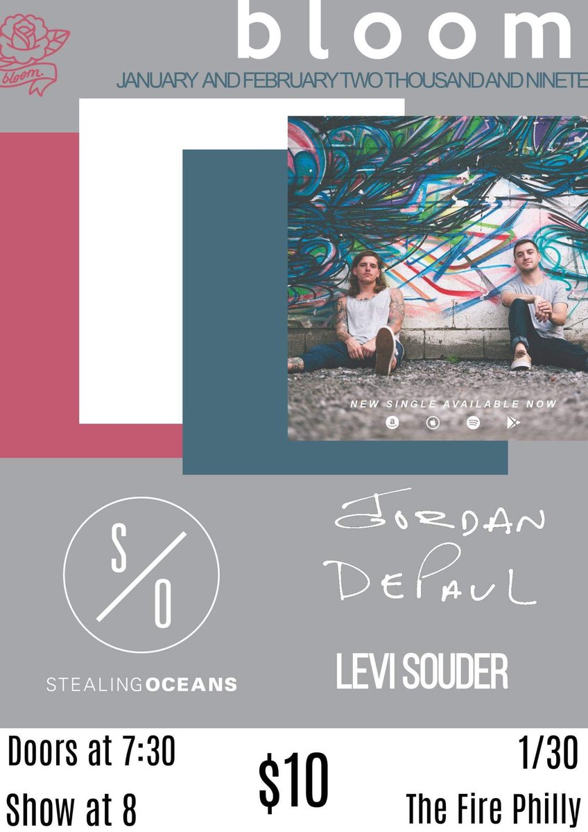 Stand Alone Agency (@standalonepa) on Twitter photo THIS WEDNESDAY AT <a href="/FirePhilly/">The Fire</a> WE HAVE @bloombandma WITH <a href="/stealingoceans/">Stealing Oceans</a> <a href="/JordanDePaul/">Jordan DePaul</a> & <a href="/LeviSouder/">levi</a> !! Come out & support some amazing talent 🤘🏼 THIS WEDNESDAY AT <a href="/FirePhilly/">The Fire</a> WE HAVE @bloombandma WITH <a href="/stealingoceans/">Stealing Oceans</a> <a href="/JordanDePaul/">Jordan DePaul</a> & <a href="/LeviSouder/">levi</a> !! Come out & support some amazing talent 🤘🏼
