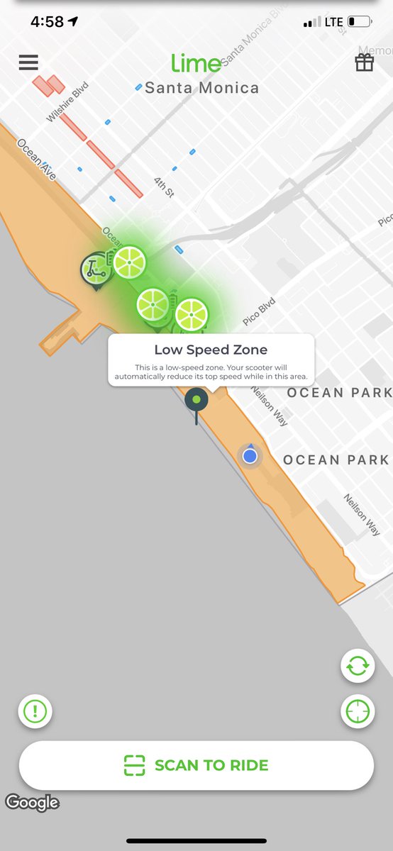 jwegener's tweet image. This is really cool, electric scooters now automatically slow down along the crowded beach path in Santa Monica