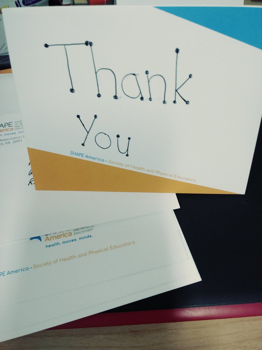 PaullsAnn's tweet photo. #SHAPEThanks from my girls...oldest did some decoration on the notes I sent today; youngest made a thank you note to share with all @SHAPE_America professionals https://t.co/0UjsOUrfiL