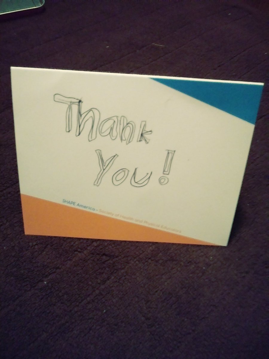PaullsAnn's tweet photo. #SHAPEThanks from my girls...oldest did some decoration on the notes I sent today; youngest made a thank you note to share with all @SHAPE_America professionals https://t.co/0UjsOUrfiL
