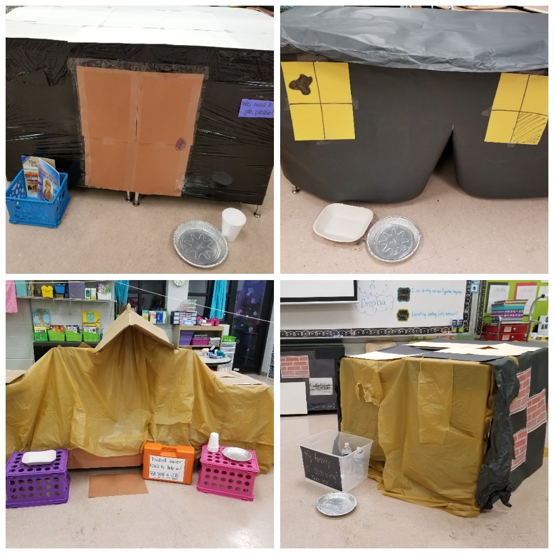 #roomtransformation today into 1929 - The Great Depression. We rotated thru Hoovervilles, a Soup Kitchen (ate spam!), we Hit the Road for work, and went to a Nickelodeon. #fifthgrade @STE_Stallions