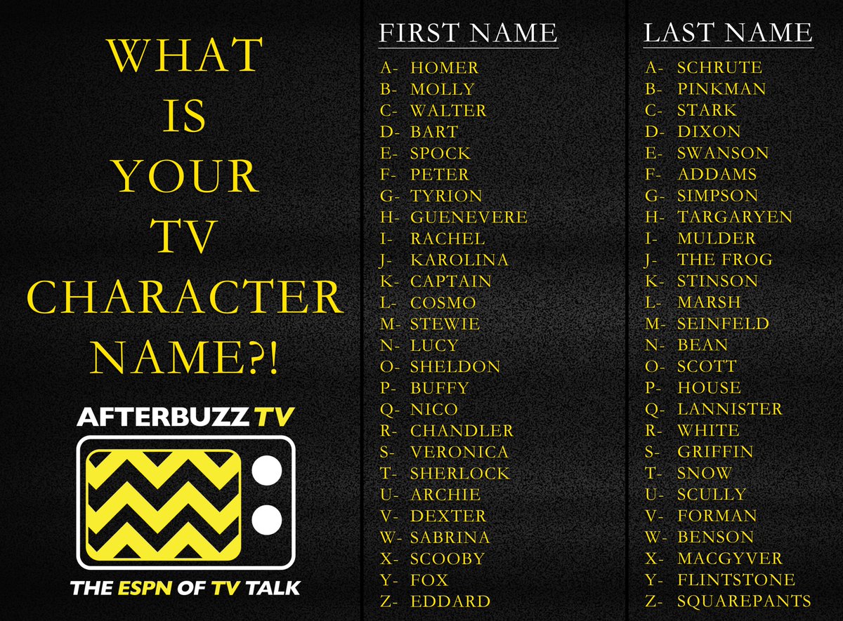 Afterbuzz Tv On Twitter Ever Dreamed Of Being On A Tv Show Ever Thought Of What Your Character Name Would Be Find Out Today And Tell Us What You Get Afterbuzz Tv S