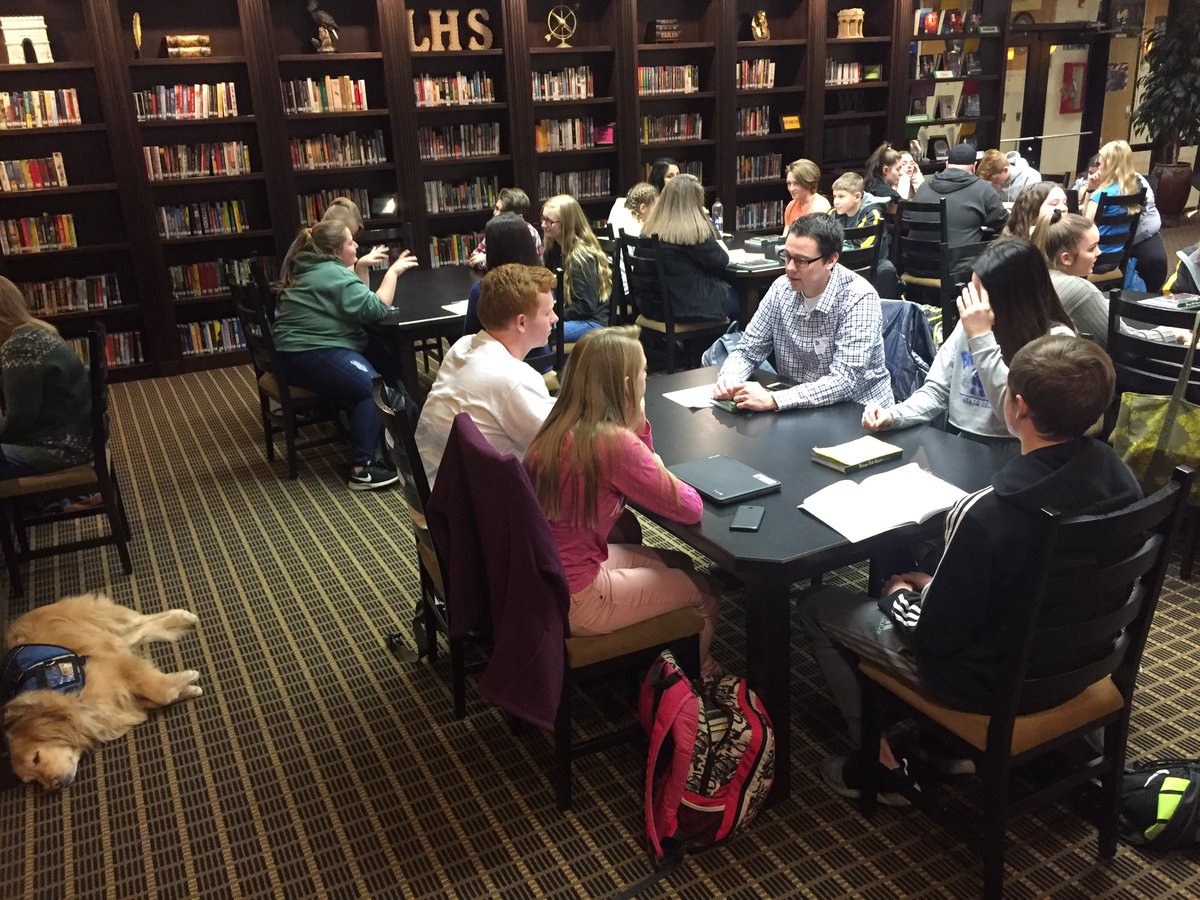 LauraLatall's tweet photo. Community book clubs today in the Nellie were fantastic!!! A HUGE thank you to all the adults who read Things Fall Apart and The Good Earth and came to talk today!!! 4th hour pictured here ππ@KevinGLowery @JacketsLibrary #lhsbuzz #r3inspires @AlanWayneMyers https://t.co/90OknemN9A