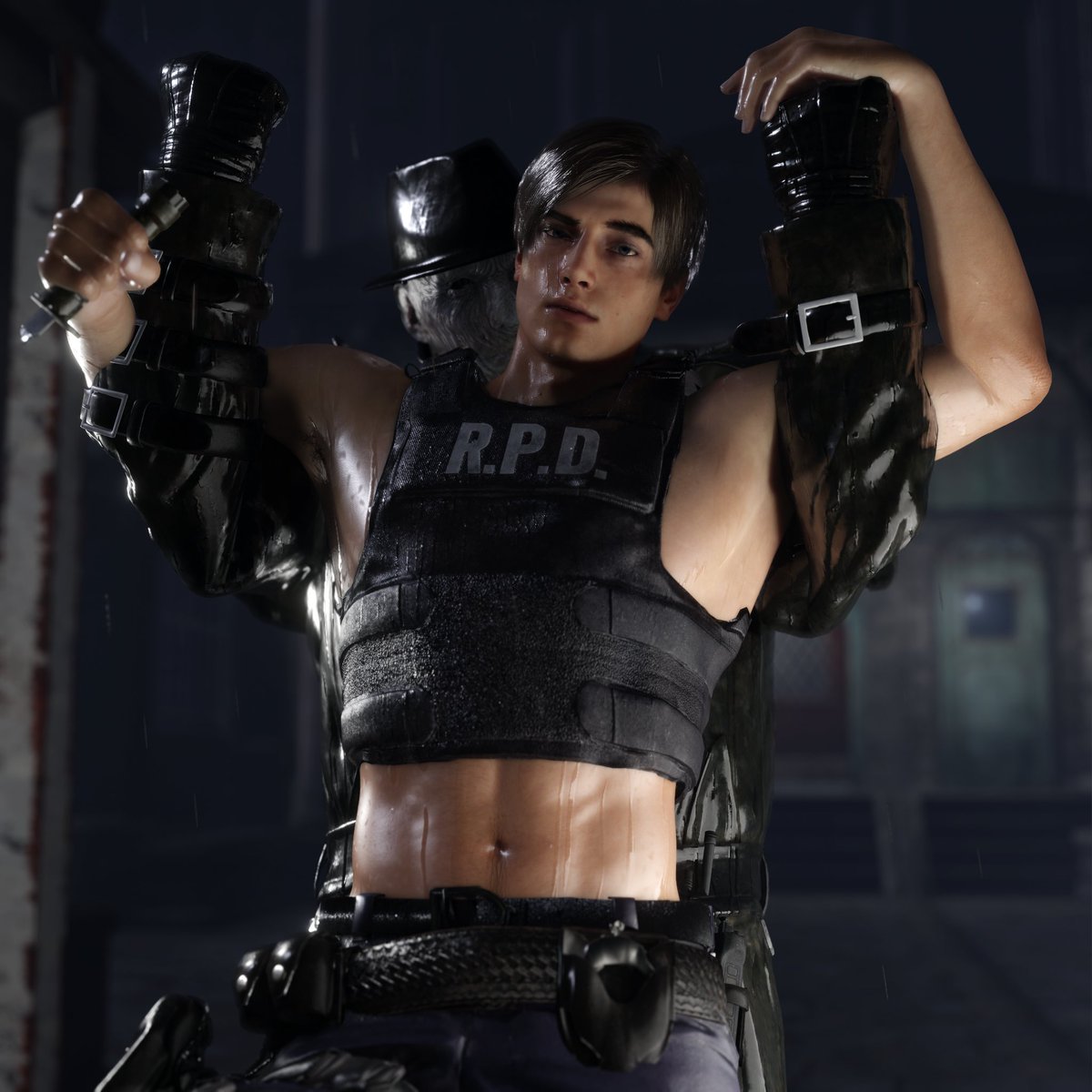 everglaid_'s tweet photo. leon and mr. x are.. looking like a pair of besties! #RE2 https://t.co/6w3PplszXQ