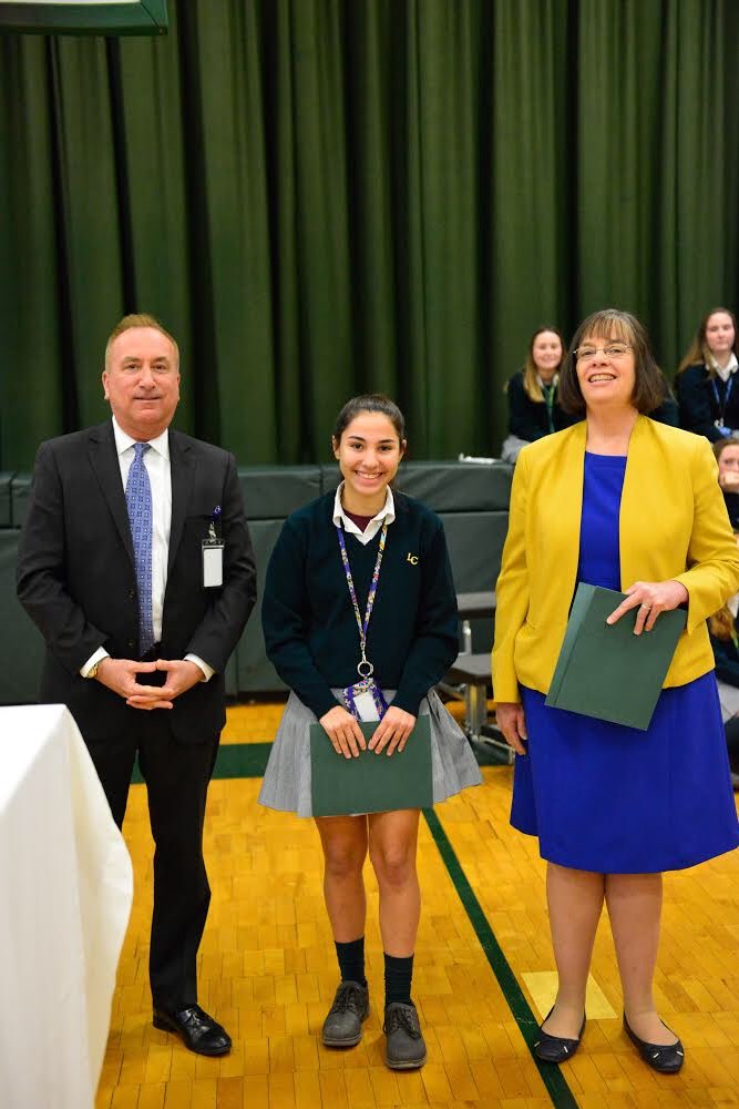 LCCrusaders's tweet photo. Congrats to our essay winner “What Catholic Schools Mean To Me” Gianna Gallo ‘22 @MMRSchool @MMRChurch with @AOPS_Schools Mr Molnar and Dr Rigby #CSW19 #CSWLC @NCEATALK @ArchPhilly @LCHS_Activities @LCCrusaders https://t.co/9yJ1jBwbSY