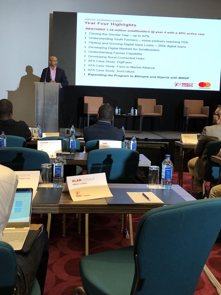“Technology is key enabler to transformation of Ethiopia’s agricultural sector. 2.2 million hectares of land in Ethiopia could be irrigated using technology.” —Khalid bomba speaking to innovators in Nairobi. <a href="/KhalidBomba/">Khalid Bomba</a> <a href="/GMirafe/">Mirafe G Marcos</a> #ata #afa