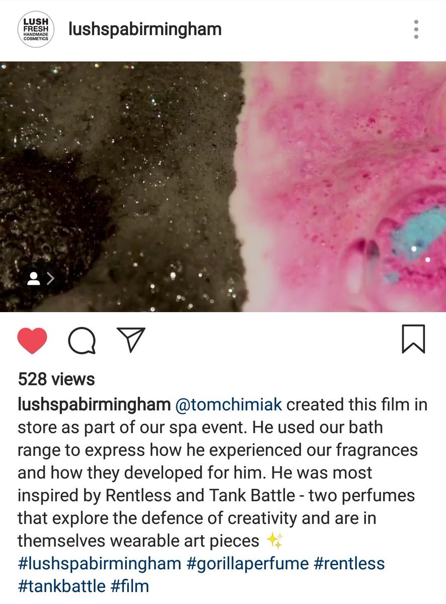TomChimiak's tweet photo. Really proud to have my short film for #Lush in 2 hours shared on their socials - lovely to not think too much about a project and filming on instinct #filmmaker #instoreartist https://t.co/vegHg6cRI1