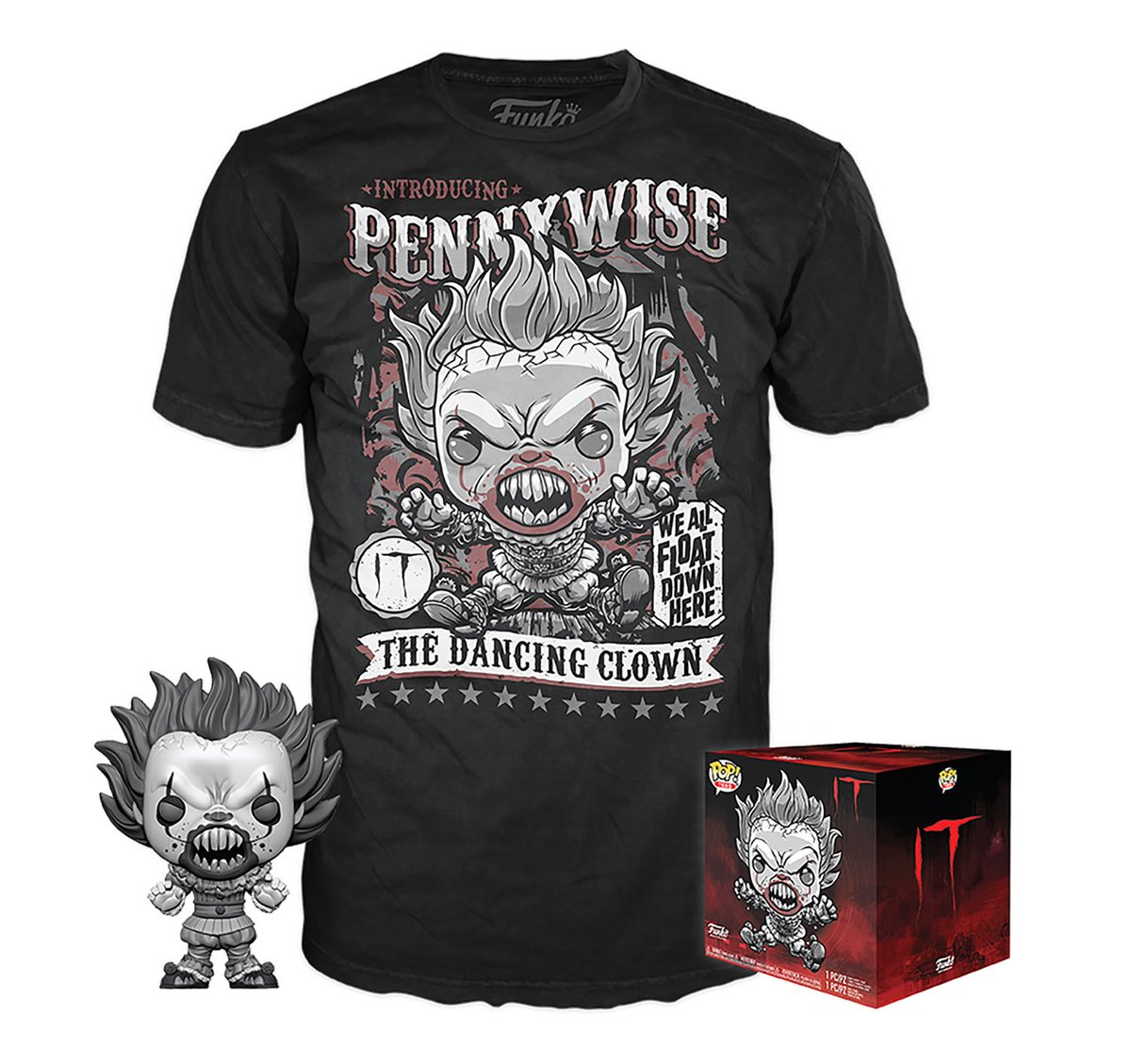 OriginalFunko's tweet image. RT &amp;amp; follow @OriginalFunko for a chance to WIN an @officialfye exclusive Pennywise Pop! &amp;amp; Tee