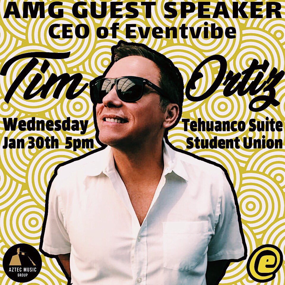 Welcome back Aztecs! CEO of <a href="/eventvibe/">eventvibe.com</a> Tim Ortiz, will be joining us for our first meeting of the semester to talk about marketing and artist relations. Ortiz works frequently with Omnia SD and has helped bring notable names such as Tiësto out to perform! See you there!