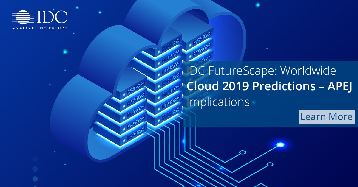 IDCAP's tweet photo. .@IDC Predicts 70% of Workloads in APeJ will be on #Megaplatforms by 2022, while Lock-in Will be Avoided Through #Multicloud and #CloudNative Approaches. https://t.co/vMFh5LcTcy https://t.co/68OrnjdVXK