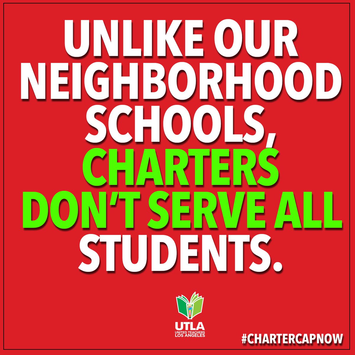 UTLAnow's tweet photo. Unlike our neighborhood schools, charters don’t serve all students. The industry has been scrutinized for discriminatory access affecting students of color, low-income students, English language learners, and special education students. #StopthecharterDrain #CharterCapNow https://t.co/FB5TySjtDM
