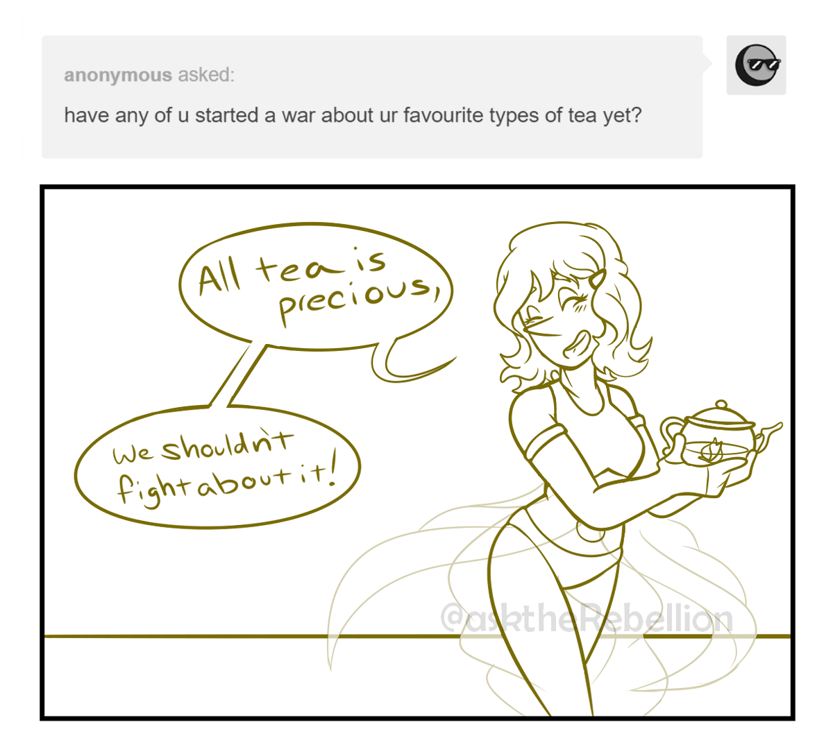 asktheRebellion's tweet photo. π¬have any of u started a war about ur favourite types of tea yet?
#FindingStarsinDesolateSkies #SU #StevenUniverse #Gemsona #Pearl #Pearlsona https://t.co/v8u5Ka8DSr