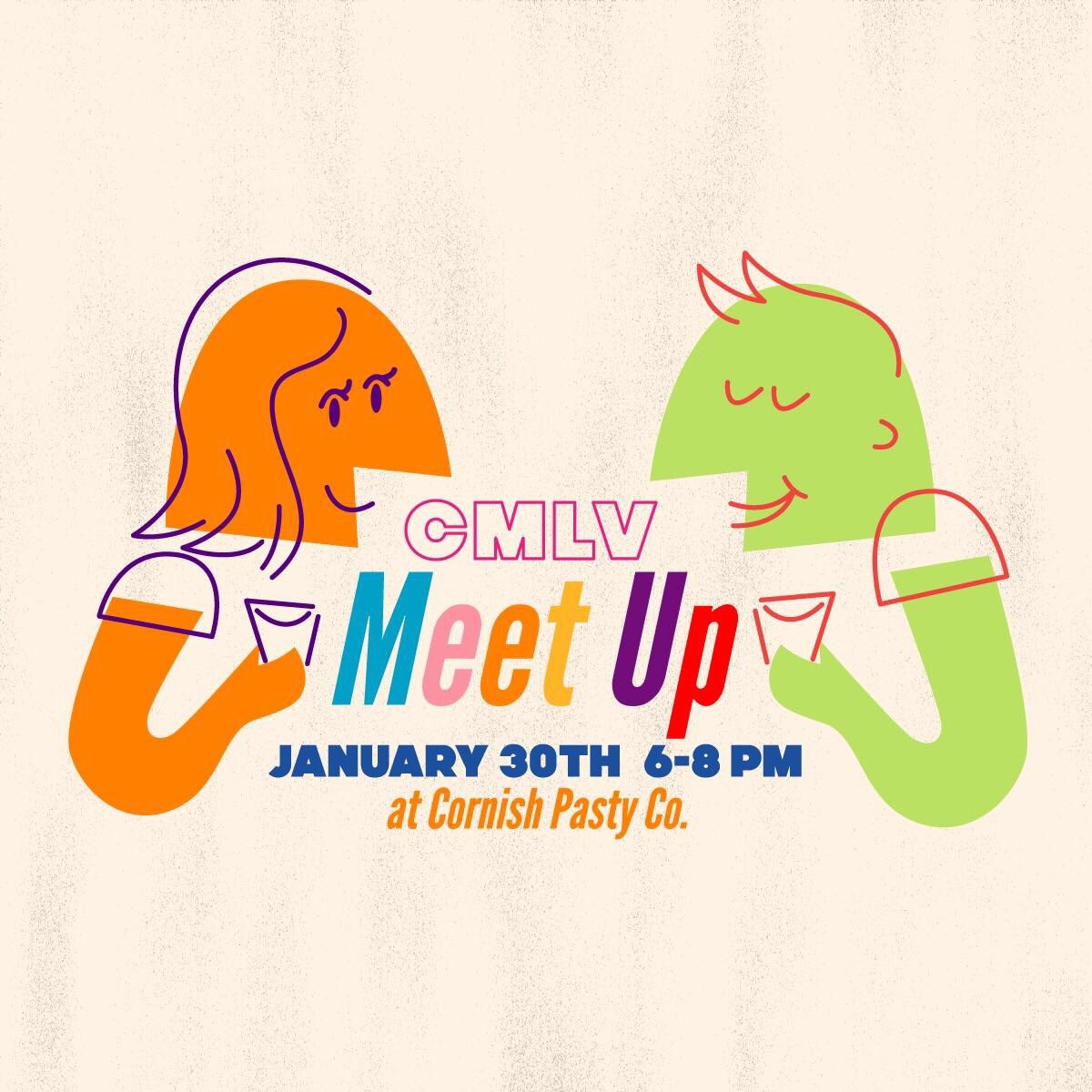 Hey, friends!🤗 Join us for our first meet up of the year this Wednesday at Cornish Pasty Co. in #DTLV. 
🕐: 6-8PM
📍: 10 E Charleston Blvd