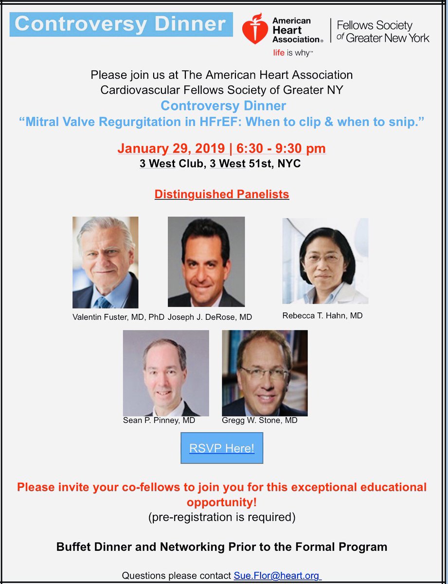 And the wait is almost over folks, look forward to meeting all the Cardiovascular FIT in #NYC during our first controversial dinner of this academic year (interesting case of #MitralRegurgitation and #HFrEF) with the giants in Cardiology.