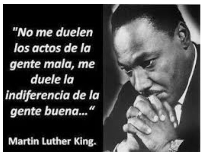 almabeckl's tweet photo. @rommelboy @ChumelTorres No pretendo ser experta y mucho menos juzgarte, pero quien ha vivido todas esas cosas de cerca, no se mantiene “al margen” de la situación ante la presencia de tanta injusticia y sufrimiento. Y si no estás de acuerdo conmigo, a lo mejor sí con el Sr. Luther King. Saludos https://t.co/IYsXE0QQpD