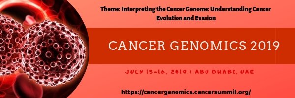Cangenomics's tweet photo. 26th #Cancer #Genomics Congress: New Era for Cancer Prevention
#July 15-16, 2019 | #AbuDhabi, UAE
For more details about #Topics (#Tracks & #SubTracks), please visit the link:
https://t.co/TPNaxUXFdk https://t.co/Sqp9ZNJ0lu