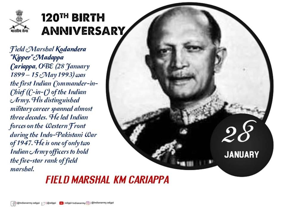 MajorSaurabhSh1's tweet photo. On the 120th Birth Anniversary, nation pays homage to Field Marshal KM Cariappa, one of the greatest Indian military leaders & an astute professional #IndianArmy #Honour #Pride
#IndianArmy #KnowURArmy #IndianForces #IndianAirforce #SSBWarrior https://t.co/vXe1csHIln