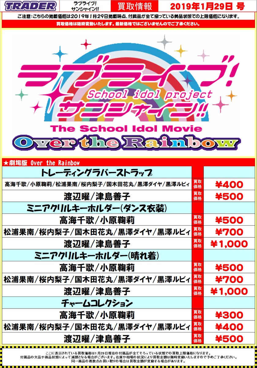 秋葉原トレーダー Hobby Sur Twitter 中古キャラクターグッズ買取情報 ラブライブ サンシャイン 劇場版の買取情報です ラブライブサンシャイン劇場版特典 ラブライブサンシャイン ラブライブサンシャイン映画 秋葉原 アキバのお店 求 譲