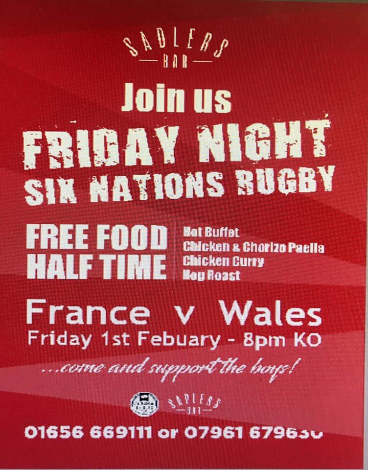 bridgendravens's tweet photo. Join us @BarSadlers this Friday for the opening game of the Six Nations as 🏴󠁧󠁢󠁷󠁬󠁳󠁿take on France! 

🍻 https://t.co/Zid67e331n
