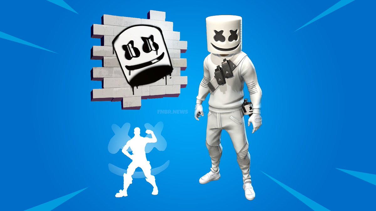 Here's a look at the upcoming Marshmello skin, spray and emote. Another one of today's leaks. What do you guys think of this skin? #fortnite #fortniteleaks #battleroyale