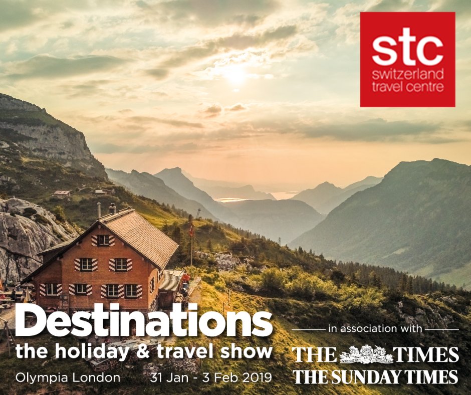 Meet our Swiss Experts at Destinations 2019: the UK’S biggest travel and holiday event taking place at London Olympia from Thursday 31st January to Sunday 03rd February.  We'll be at stand E40. See you there!  #destinationshow #switzerland #2019holidays