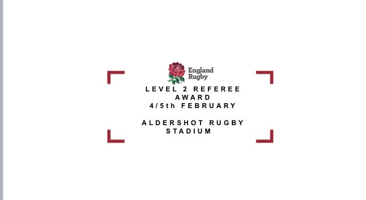 BOOKED ON TO THIS YET? 👇🏻 <a href="/armyrugbyunion/">Army Rugby Union</a> <a href="/ArmySportsLTRY/">British Army Sport Lottery</a> | 

Last dew days to get booked onto the L2 Referee Award @ Aldershot 📅 4th/5th February. Get Involved! 🏉 <a href="/armyrugbyrefs/">Army Rugby Union Referees’ Society</a> will fund your course fees if you are in serving in Army!  

OPEN TO CIVILIANS ALSO 👋🏻