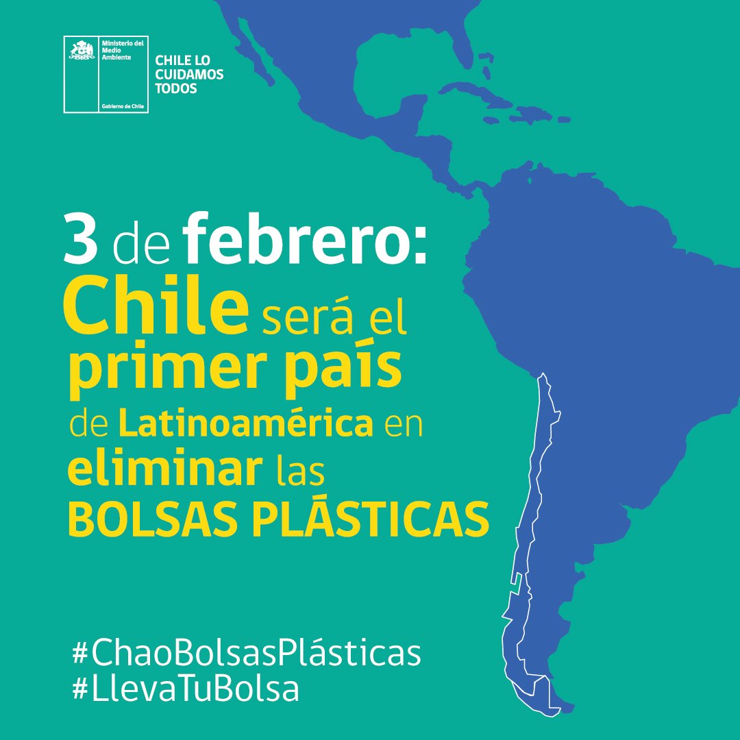 ⚠️Quedan pocos días⚠️ Te contamos que a partir del 03 de febrero no se entregarán más bolsas plásticas en el gran comercio (supermercados, retail). Así que no lo olvides y #LlevaTuBolsa🛍️Por un planeta 🌎 y un Chile 🇨🇱 más limpio! #ChaoBolsasPlásticas