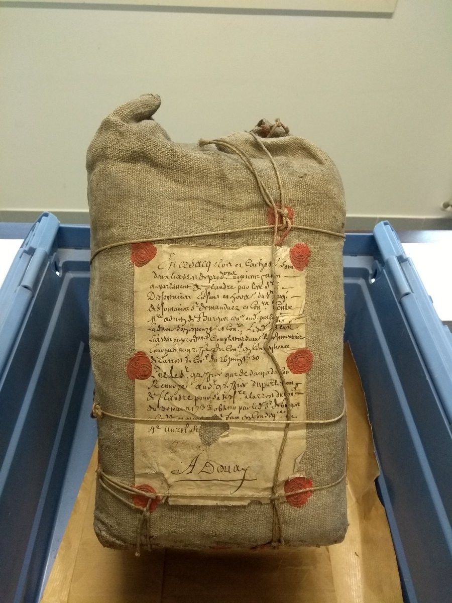nu_jocasta's tweet photo. L'événement aujourd'hui aux #AD59 : une collègue a découvert  un sac de procédure judiciaire encore scellé ! Tout le service accourt admirer la bête ... #laffaireestdanslesac #viedarchiviste #histoiredudroit https://t.co/MXLfR9krYP