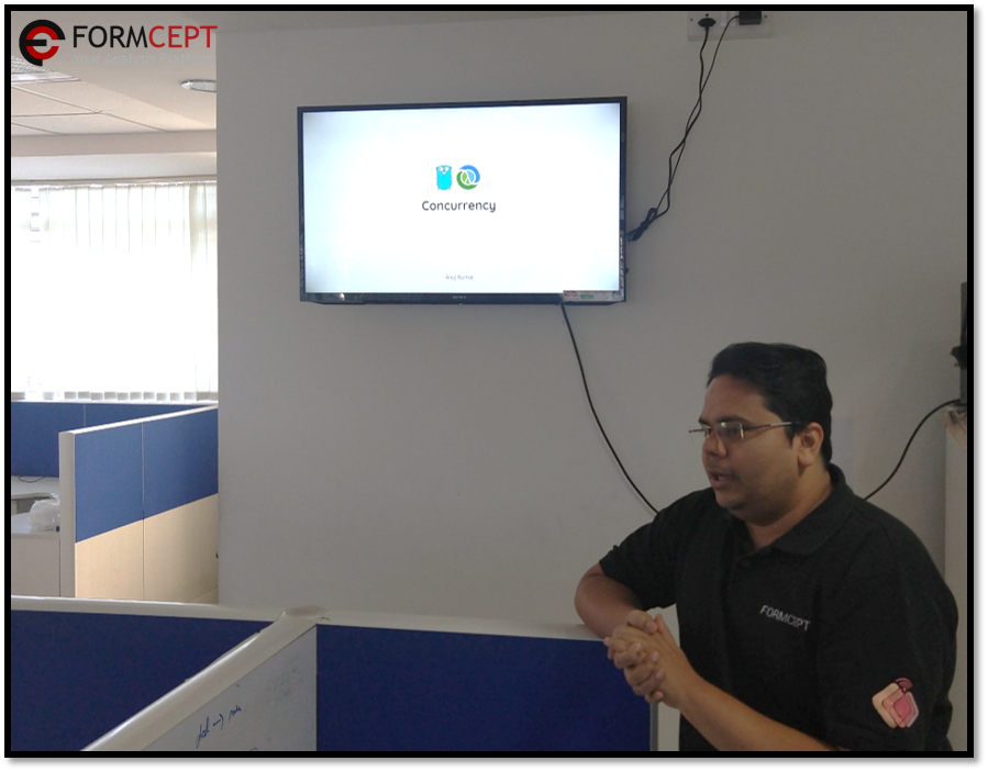 FORMCEPT's tweet photo. Yesterday, our cofounder Anuj Kumar shared with us the difference b/w #Concurrency & #Parallelism & Concurrent Compositions w.r.t #GoProgramming language, and #CSPs & their implementation with #Clojure core.async library. The session was inspired by a talk by #RobPike. https://t.co/ZzQQuPmHlo