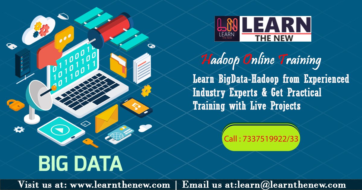 LearnTheNew's tweet image. Become a good "BigData-Hadoop Developer" in Short-Term. 
Big Data-Hadoop has grown a huge opportunity in recent times. 
"Learn The New" offers #BigDataHadoopOnlineTraining from Industry Expert Trainers with the help of Live Projects. 
Enrol now:
bit.ly/2HCunM3