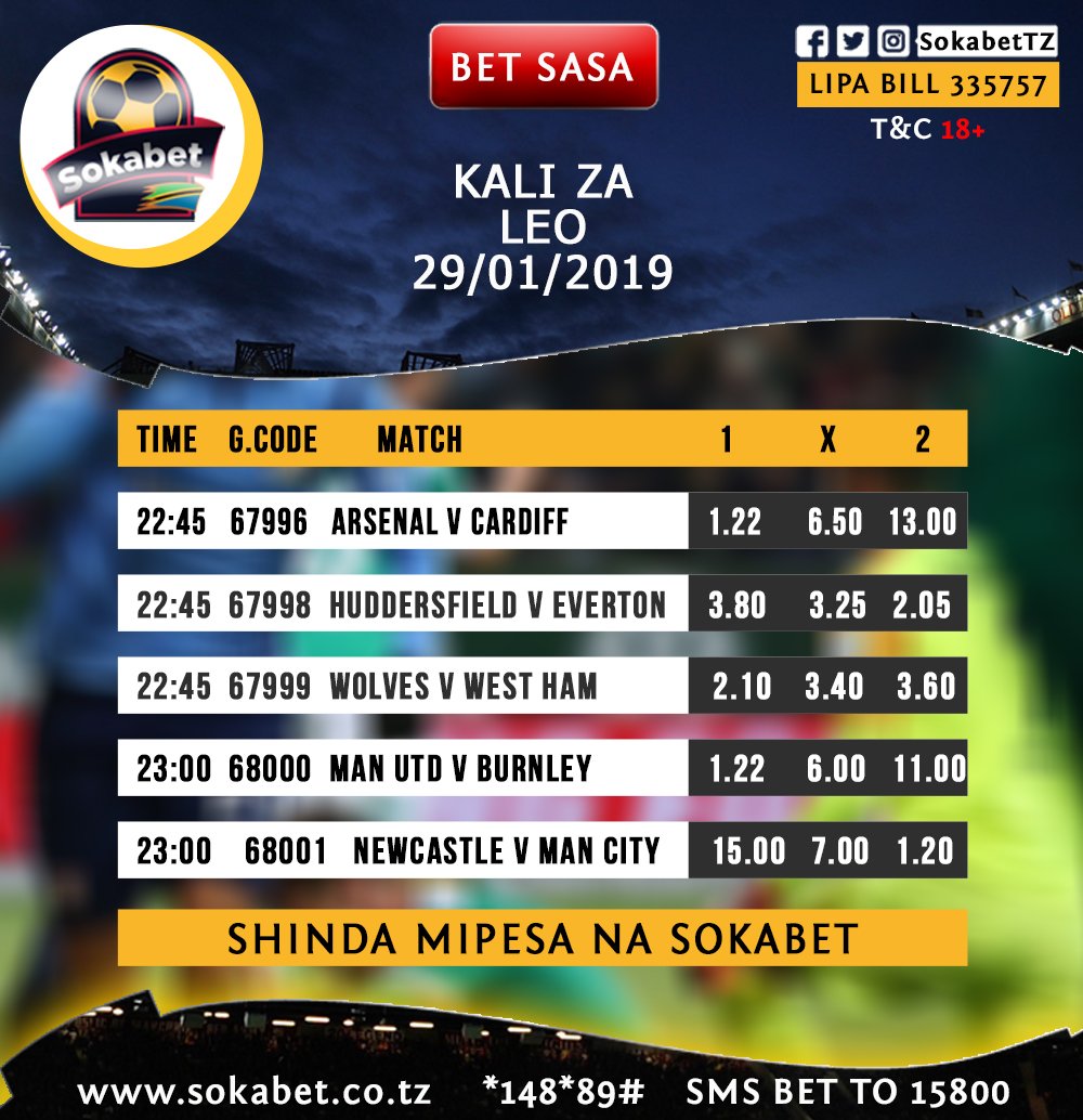 Sokabet's tweet photo. #KaliZaLeo_Tarehe_29_01_2019
Jisajili sasa Bureee na uanze kucheza nasi kwa TZS 200 tu,Ushinde Mamilioni ya pesa.
Ingia⏩https://t.co/a7hAKIEG3V
Ussd⏩*148*89#
SMS⏩15800
#BashiriUshinde https://t.co/e4UUwoG6uI