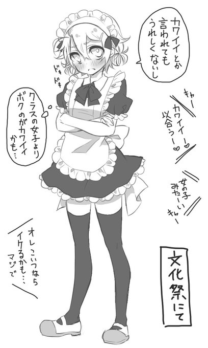 文化祭で嫌々女装させられていると見せかけて実はノリノリな男子中学生 