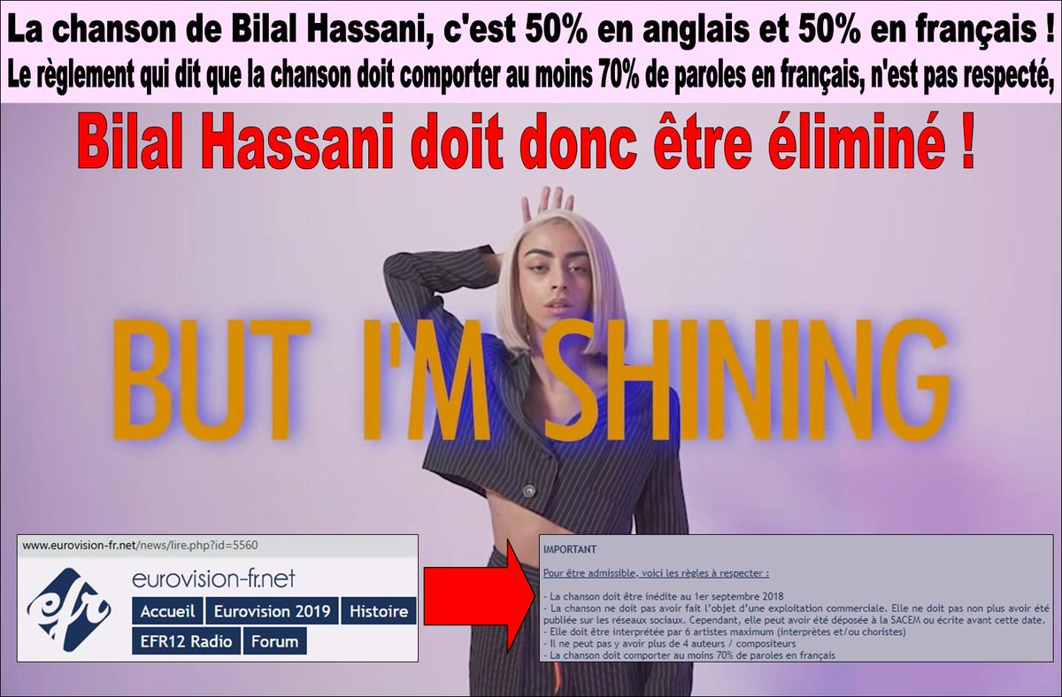 Afrav1's tweet photo. Monsieur le #Président #Schrameck, pour l'#Eurovision2019, la #chanson qui représentera la #France ne respecte pas le #quota de paroles en #français. Nous vous demandons d'intervenir. Merci. @csaudiovisuel @franckriester #CSA @languesFR @ncurien @nsonnac @AffejeeH #PlénièreCSA https://t.co/XZ7P1C72Jd