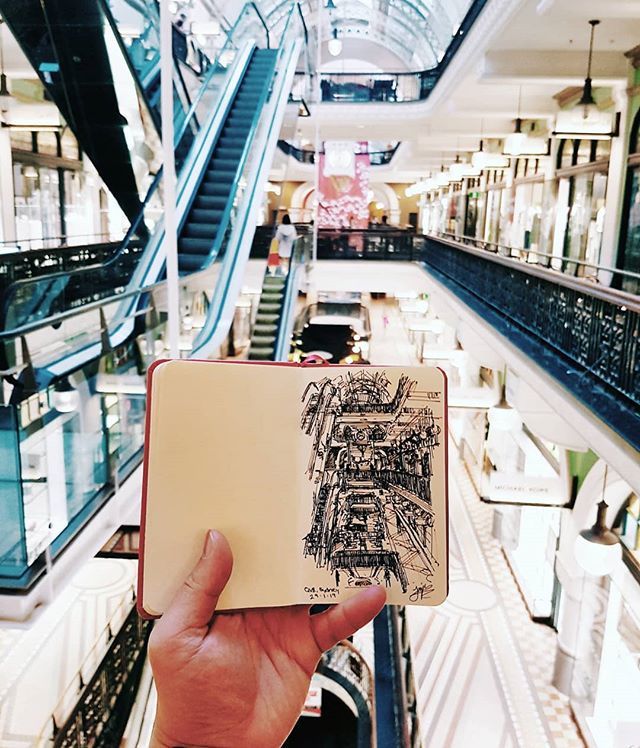 JFong8000's tweet photo. Couldn't leave without #SketchingIn Sydney!
- Interior of the iconic #QVB
.
.
.
#sketchbook #travelsketchbook #sketchinglight #urbansketch #urbansketchers #urbansketching #Sydney https://t.co/P9weqwGFbE