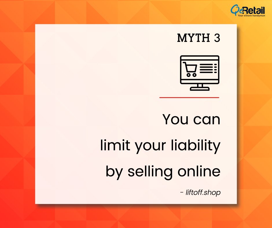 QeRetail's tweet photo. E-commerce Myth 🤯 That Could Damage Your 🛒 Business!
Myth 3️⃣ ➡️ You can limit your liability by selling online! ~
✔️ #Qeretail
✔️ #Ecommerce
✔️ #ECommerceMyth https://t.co/AdSaH4Qtw9