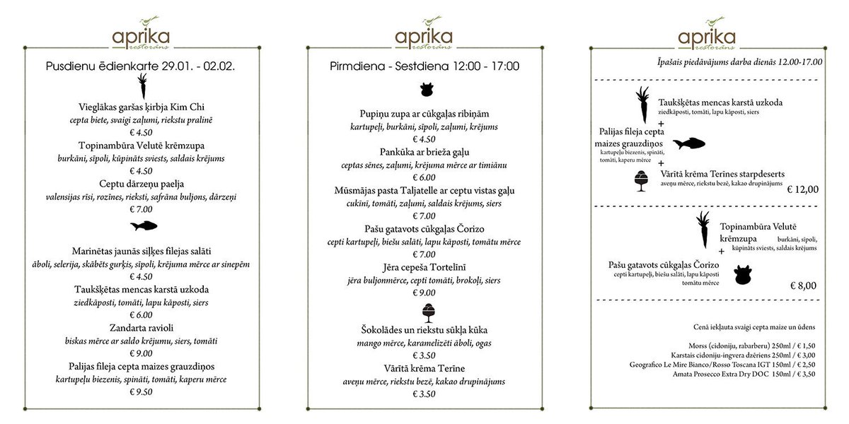 Aprikarestorans's tweet photo. Gaidām pusdienās! No 12:00-17:00 arī sestdienās! #pusdienas #CulinaryRiga #ēdienadaba #aprikarestorāns https://t.co/Ws1Yl77PJ1