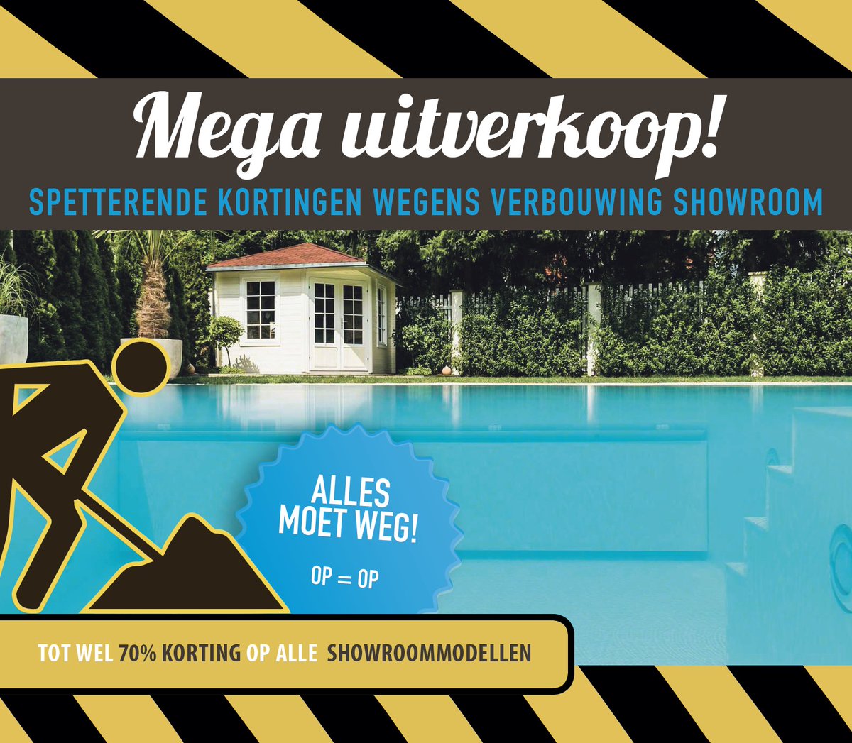 Vanaf vandaag kunt u uw slag slaan bij Interhiva tijdens de mega verbouwingsuitverkoop. Wij verkopen zolang de voorraad strekt zwembaden, spa’s, sauna’s en infraroodcabines tegen stuntprijzen. Wees er snel bij want OP = OP! interhiva.nl