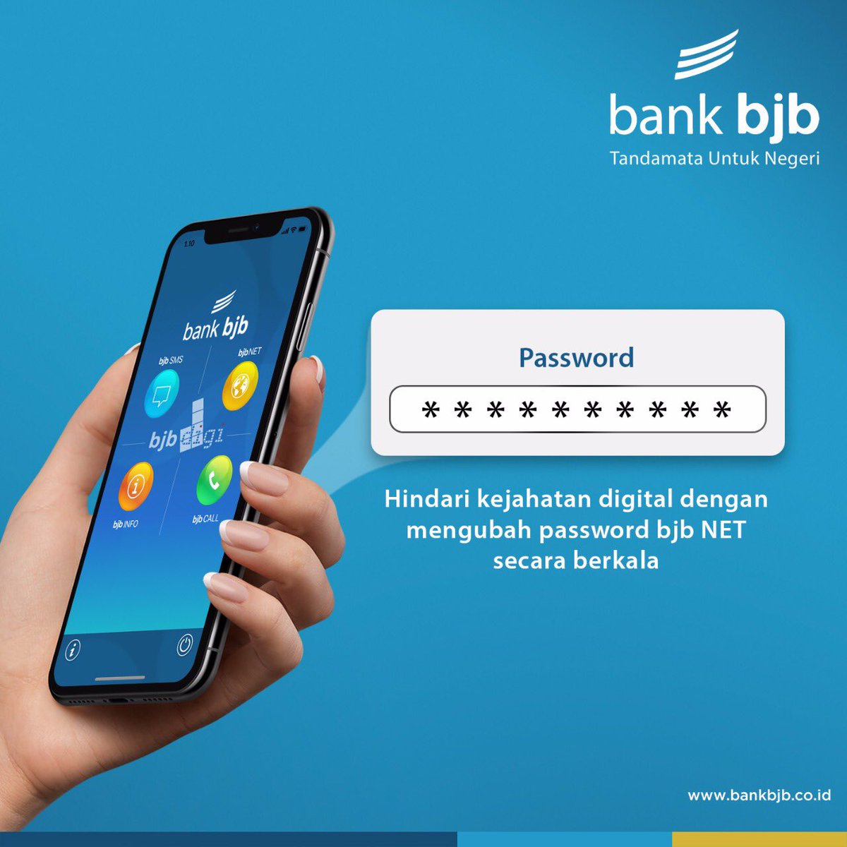 bank bjb (@infobankbjb) on Twitter photo Hai sahabat bjb, kini marak terjadi kasus penipuan melalui transaksi online.
Km dpt mengantisipasi keamanan rekeningmu dgn mengganti password bjb NET secara berkala &  jgn beritahukan user id & password bjb NETmu pd siapapun.
Informasi lbh lanjut hubungi bjb call 14049 #bjbinfo Hai sahabat bjb, kini marak terjadi kasus penipuan melalui transaksi online.
Km dpt mengantisipasi keamanan rekeningmu dgn mengganti password bjb NET secara berkala &  jgn beritahukan user id & password bjb NETmu pd siapapun.
Informasi lbh lanjut hubungi bjb call 14049 #bjbinfo