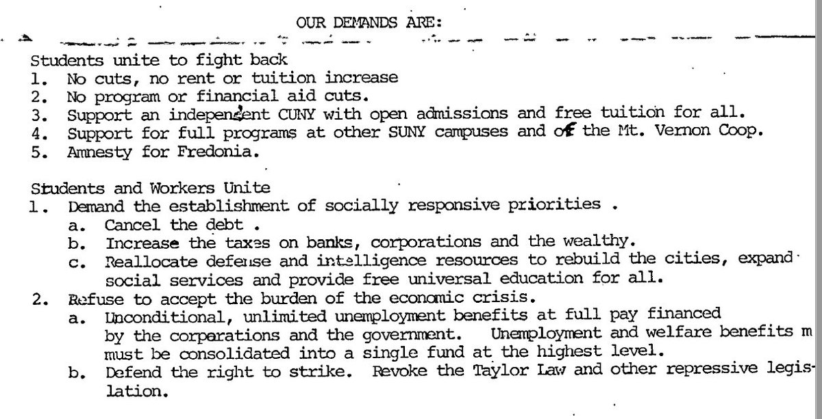purchasehistory's tweet image. Today in 1976, 25 students formed the "Purchase Fight-Back Committee" to resist budget cuts &amp;amp; rising tuition rates. That semester they launched a strike, occupied the administrative building over 3 days and staged an 800 strong demonstration including students, faculty and staff.