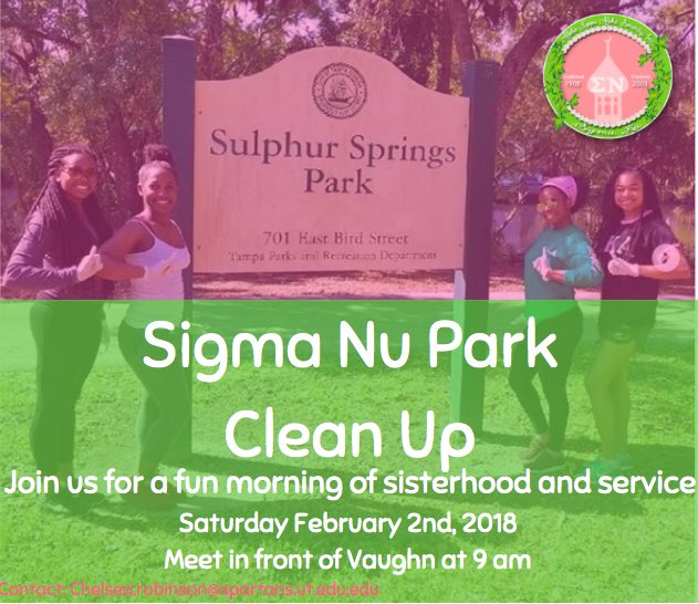 Join us THIS SATURDAY as we go clean our adopted park, Sulphur Springs Park. We are meeting in front of Vaughn Center at 9:00 AM to carpool! #skeeyouthere 🏞️ 💕💚