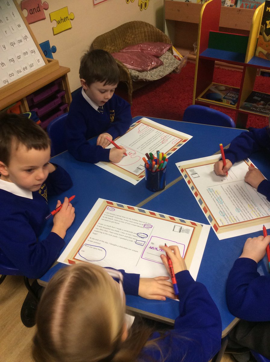 Thats_Mr_B's tweet photo. What super English detectives in Y1! We’ve been looking at what makes a good postcard, ready to write our own later this week. @ExecHTStMarys @MissMcGStMarys @KGrangeStMarys #englishdetectives #wishyouwerehere #beegu https://t.co/cB6ZcUsKVo