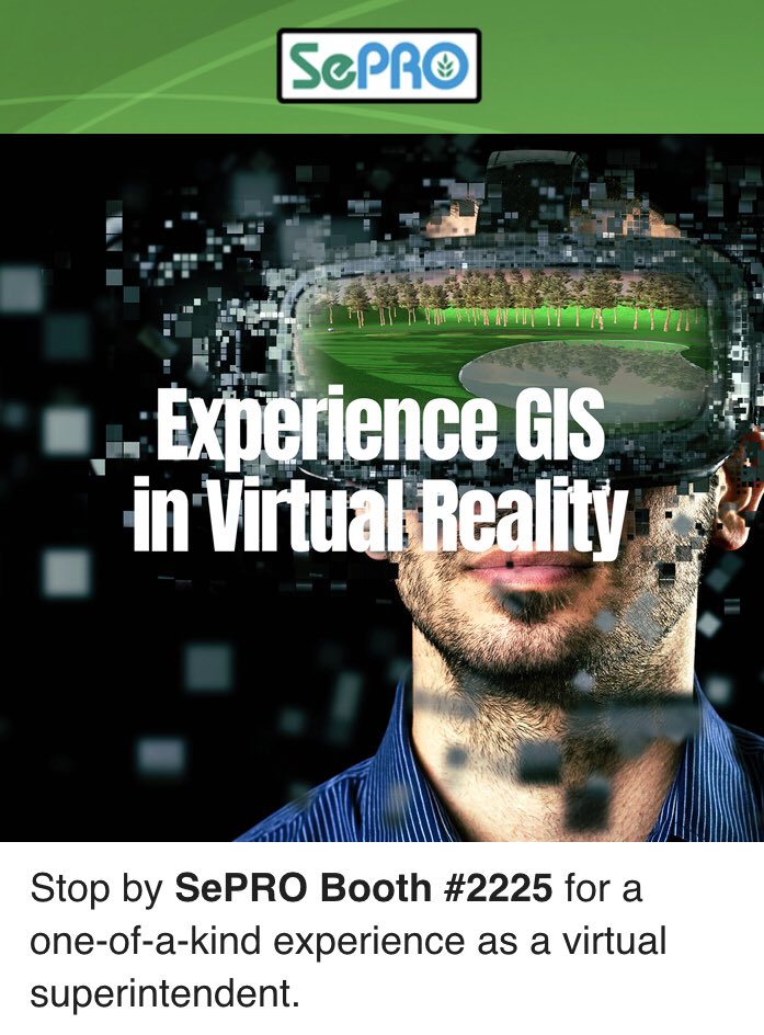 coycj's tweet photo. Stop by the @StewardsofTurf booth at #GIS19 and check out this awesome experience! You won’t want to miss it!!! #SePROSolutions #VirtualReality https://t.co/vAviXahHs2