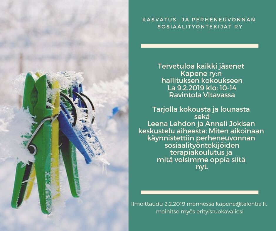 kapenery's tweet photo. Kaikki jäsenet tulkaa kokoukseen, lounaalle ja keskustelemaan perheneuvonnan sosiaalityöntekijöiden terapiakoulutuksesta aikoinaan, nyt ja tulevaisuudessa! https://t.co/zWzDCxB6cP