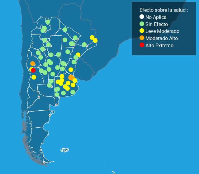 Los colores se deben a la persistencia de un evento y  la probabilidad de exceder umbrales más extremos. También puede contemplar condiciones locales tales como falta de agua u otras.

Info : <a href="/SMN_Argentina/">SMN Argentina</a>