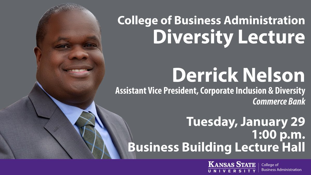 Today's CBA Diversity Lecture, "Why must I embrace the power of inclusive leadership?" will begin at 1 p.m. in the Business Building Lecture Hall. The event is free and open to the public! k-state.edu/today/announce…